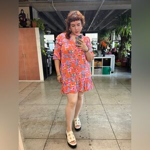 💚 3222. Floral Button Front Mini Dress